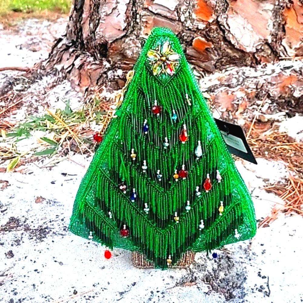 Mary frances festive fir christmas tree bag crossbody